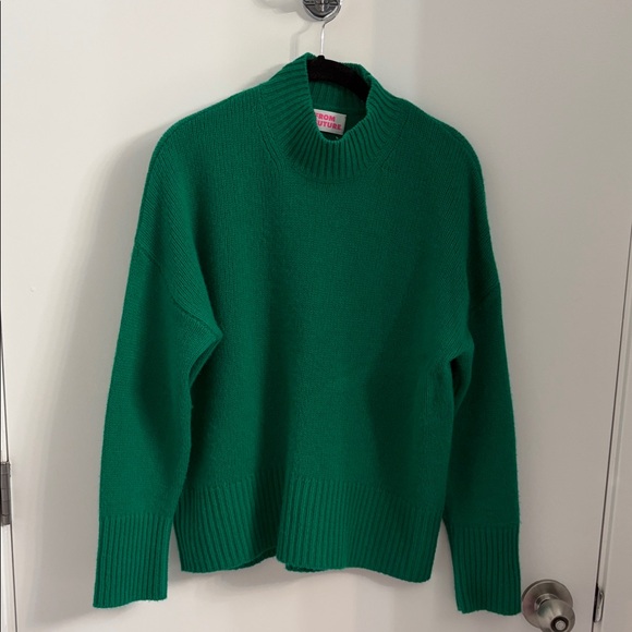 From Future Sweaters - From Future 100% Cashmere Green Mock Turtleneck Sweater